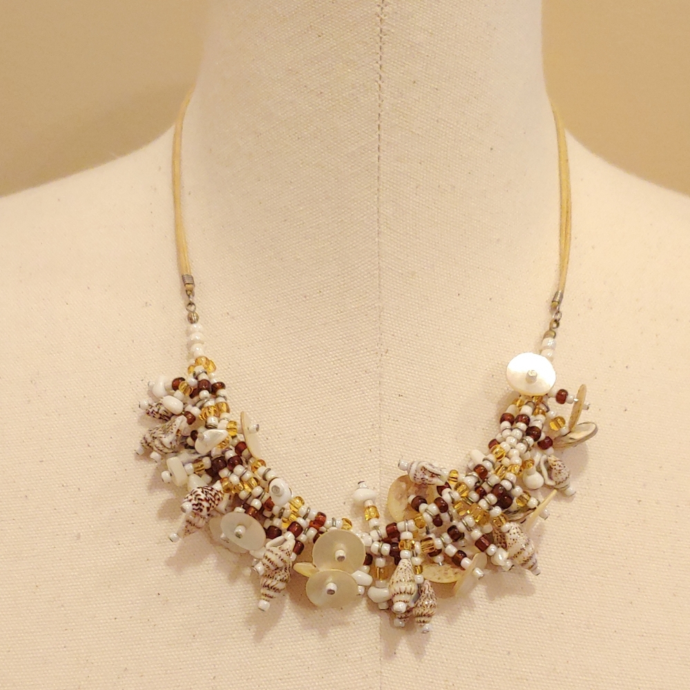 Vintage beaded shell necklace